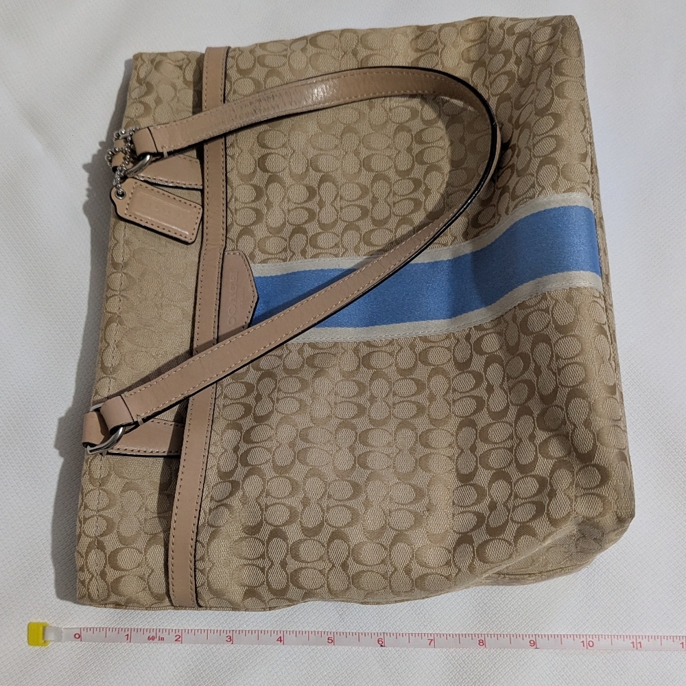 Coach Signature Stripe Vintage Tote/ Shoulder Bag - Picture 14 of 15
